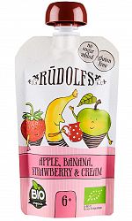 RUDOLFS Bio vrecko jablko banán jahoda so smotanou 110 g