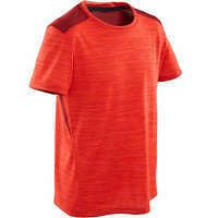DOMYOS Chlapčenské tričko s krátkymi rukávmi S500 na cvičenie červené ČERVENÁ 123-130cm 7-8R