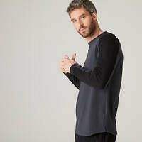 DOMYOS Pánske tričko s dlhým rukávom na cvičenie sivo-čierne ŠEDÁ XL