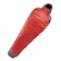 FORCLAZ Trekingový spací vak Trek 900 múmiový páperie/perie do 0 °C červeno-sivý ŠEDÁ M