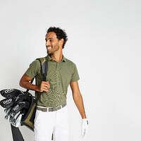 INESIS Pánska golfová polokošeľa s krátkym rukávom kaki KHAKI XL