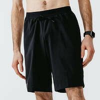 KALENJI Pánske bežecké šortky Dry+ 2 v 1 so všitými boxerkami čierne ČIERNA M