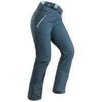 QUECHUA Dámske hrejivé vodoodolné strečové nohavice SH520 X-Warm na turistiku + návleky ŠEDÁ 10 (L31)